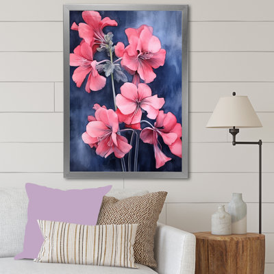 «Blue and Pink Geranium Minimal Expression», reproduction sur toile