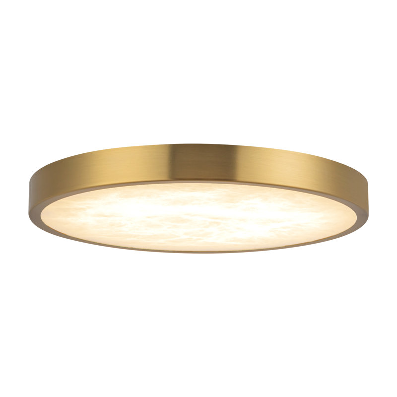 Andenne 9-in Alabaster dimmable LED Flush Mount with Brushed Gold Finish, Brushed Gold