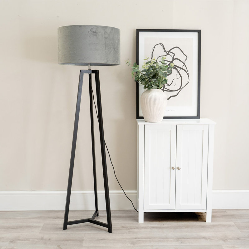 Rhavyn 148cm Traditional Floor Lamp, Matte Black, Grey