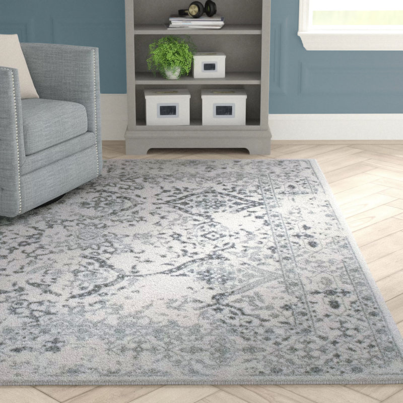 Almirka Medallion Runner Rug for Living Room Bedroom Dining Room Entryway Hallway Kitchen, Ivory/Grey, Rectangle 12' x 18'