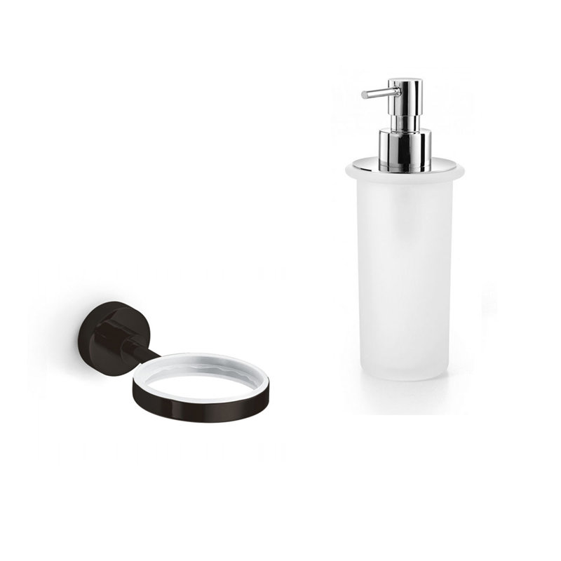 Ensemble d'accessoires de salle de bain 2 pièces Baketo, Verre givré / chrome poli