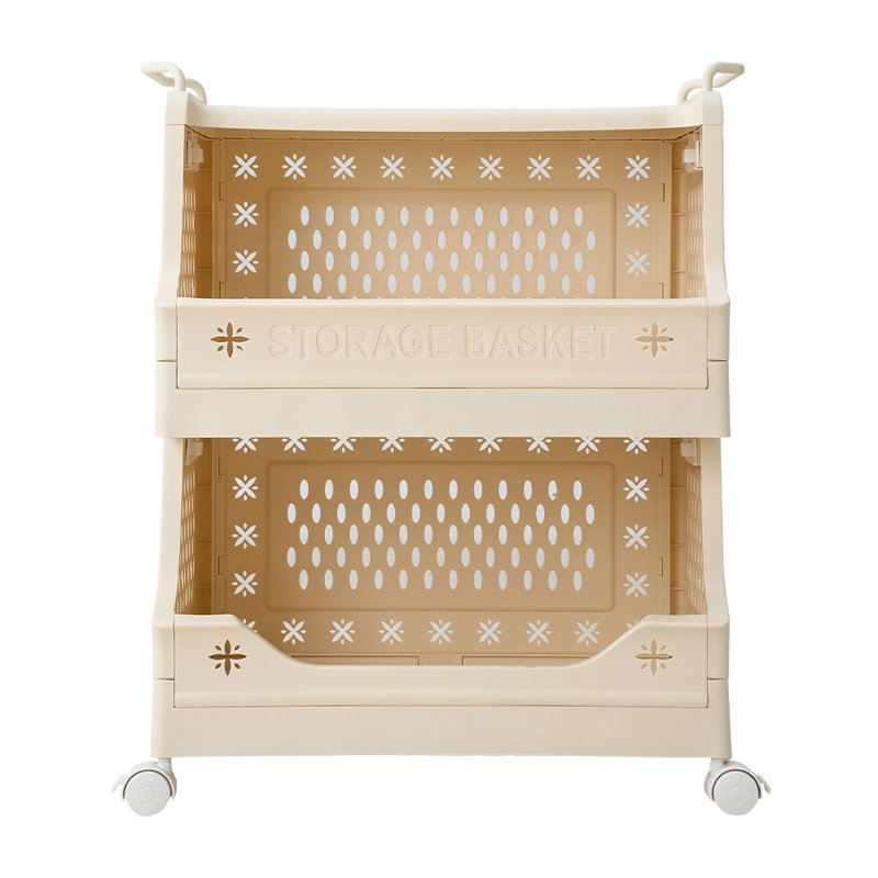 52.5cm H x 40cm W Utility Cart with Wheels, Beige