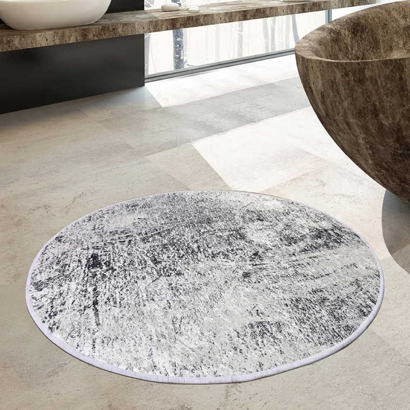 Antibacterial Non-Slip Bathmat, 39.4 Inches Diameter, 100% Polyester, 0.4 Inch Pile Height, 700 g/m² | Machine Washable, Easy Care | Ideal for Bathroom, Shower, and Spa Use, Soft and Durable Design