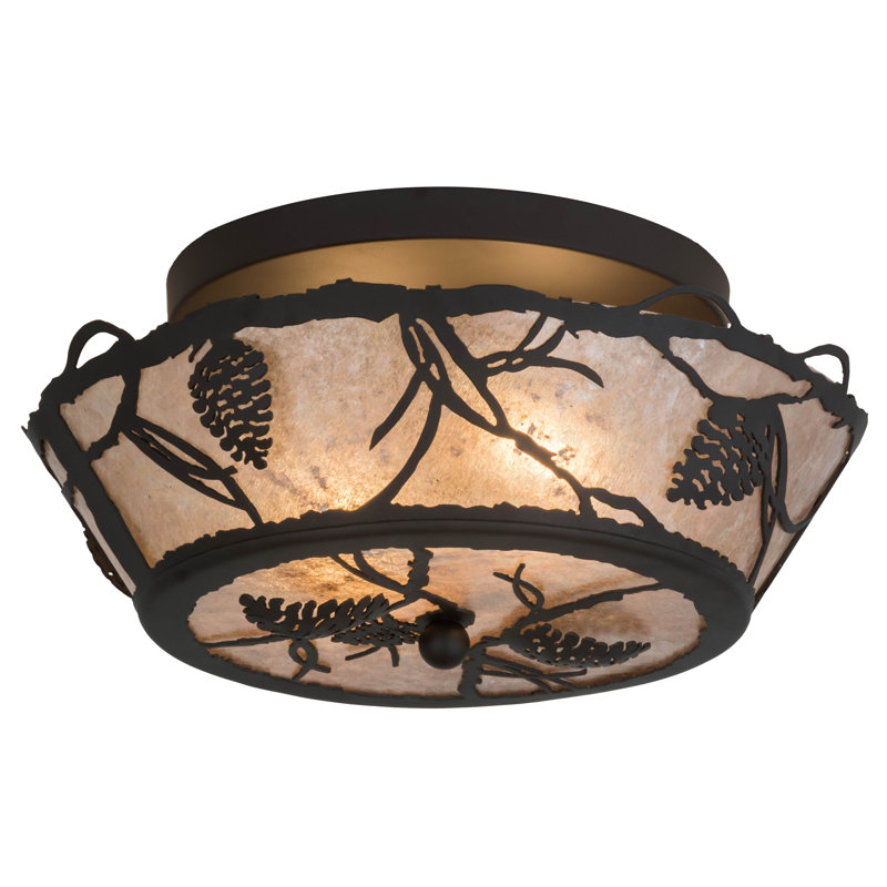 Plafonnier semi-encastré 2 lumières 16,5 po unique, H 9 po x l 16,5 po x P 16,5 po, Oil Rubbed Bronze