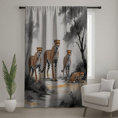 Rideaux de fenêtre Cheetah Family Illustration