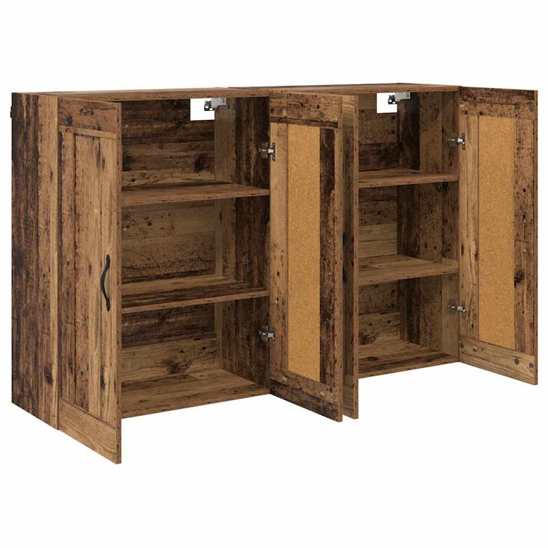  Wall-Mounted Cabinet 2 Pcs Old Wood 69.5 X 34 X 90 Cm, Old Wood