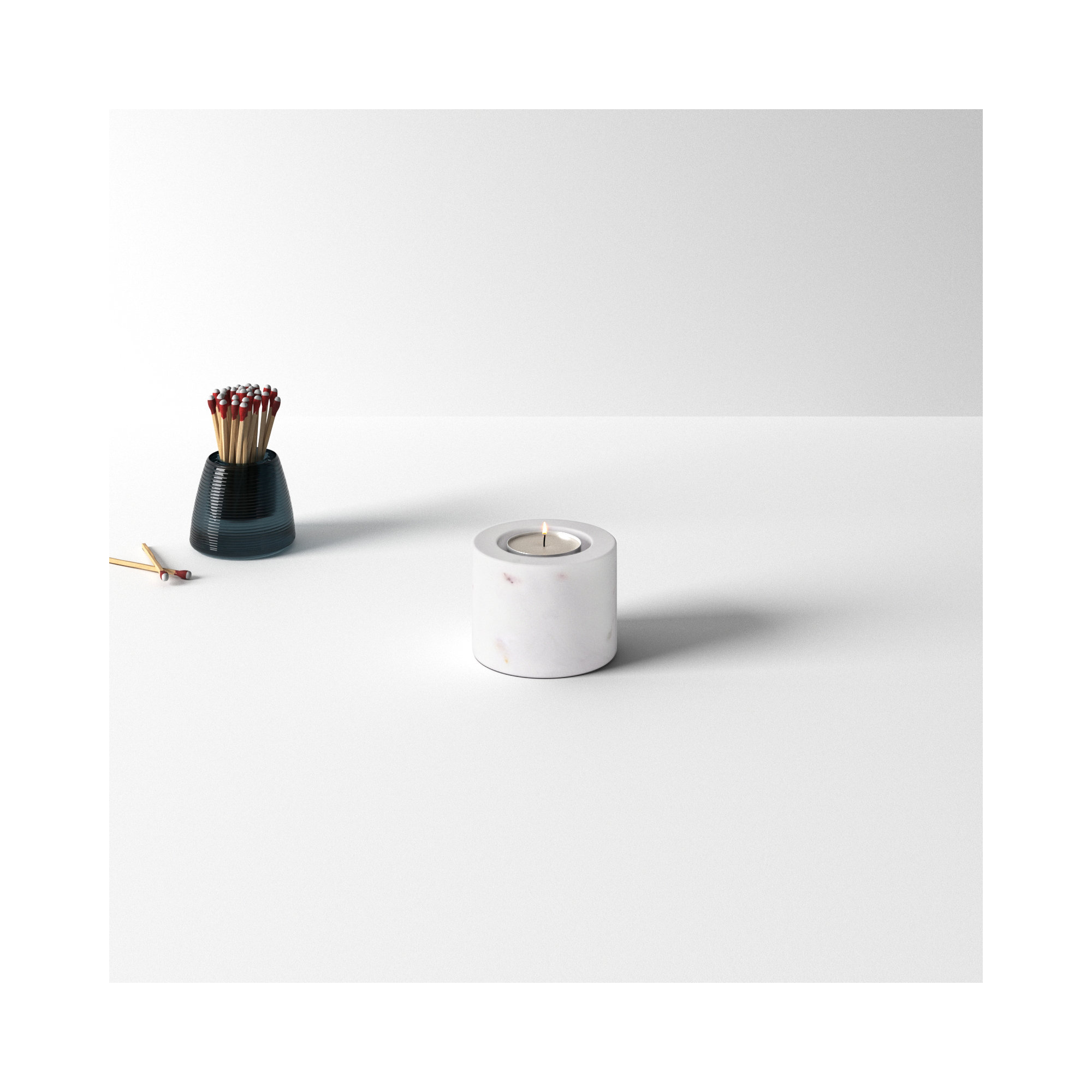 Matheson Marble Cylinder Votive Holder, White