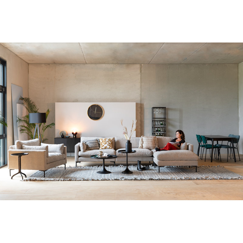 Canapé à accoudoirs carrés 132 po Summer, Mélange de polyester beige