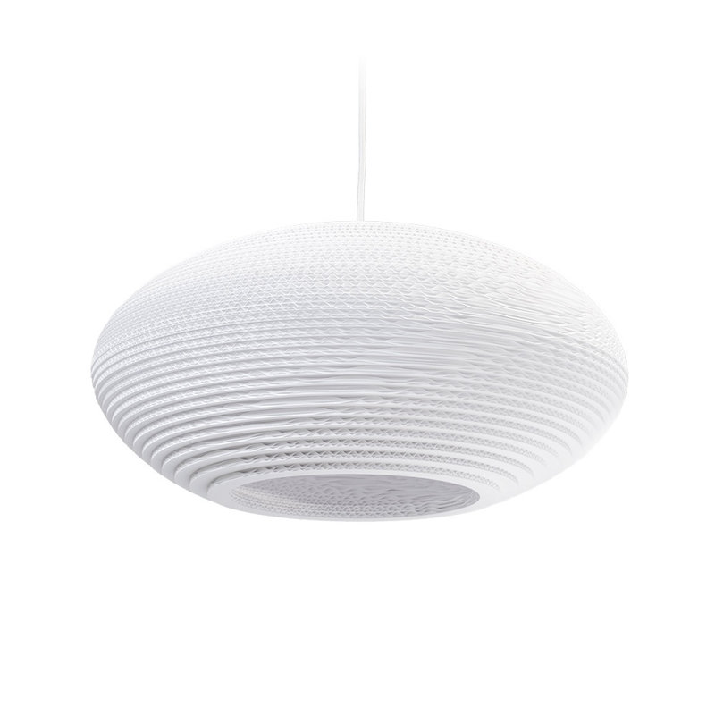 Scraplights Recycled Cardboard Pendant Light - Disc, White, 16" H x 32" W x 32" D