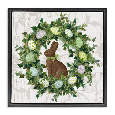 «Spring Spring Egg Wreath», art mural encadré sur toile flottante par Annie Lapoint