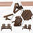 2-Seat Wooden Adirondack Chair With Table, Carbonized Outdoor Loveseat For Patio And Backyard
