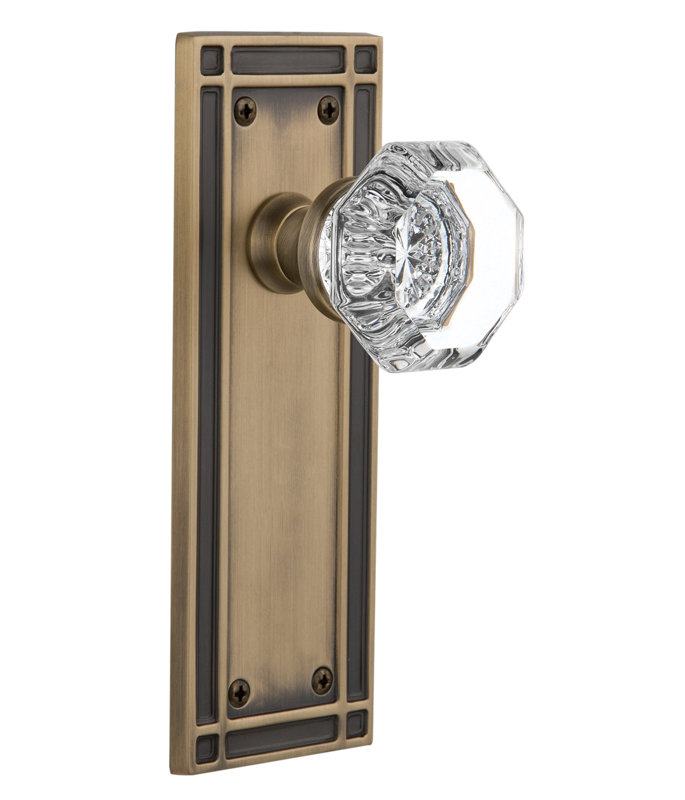 Mission Plate with Waldorf Door Knob, Antique Brass, 2-3/8"