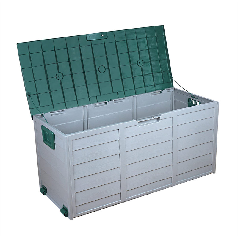 Dakota Fields Alahya 111.8cm W 290L Lockable Deck Box with Wheels, Grey/Green
