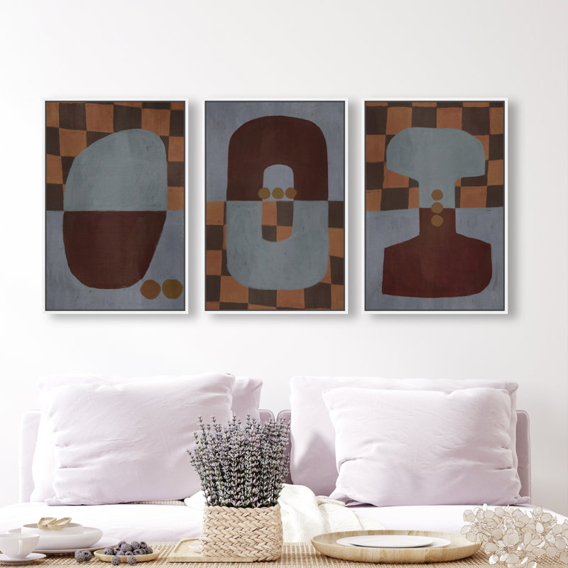 Checkered Dominos Set Set by Oliver Gal, 25" H x 17" W, White Floater Frame