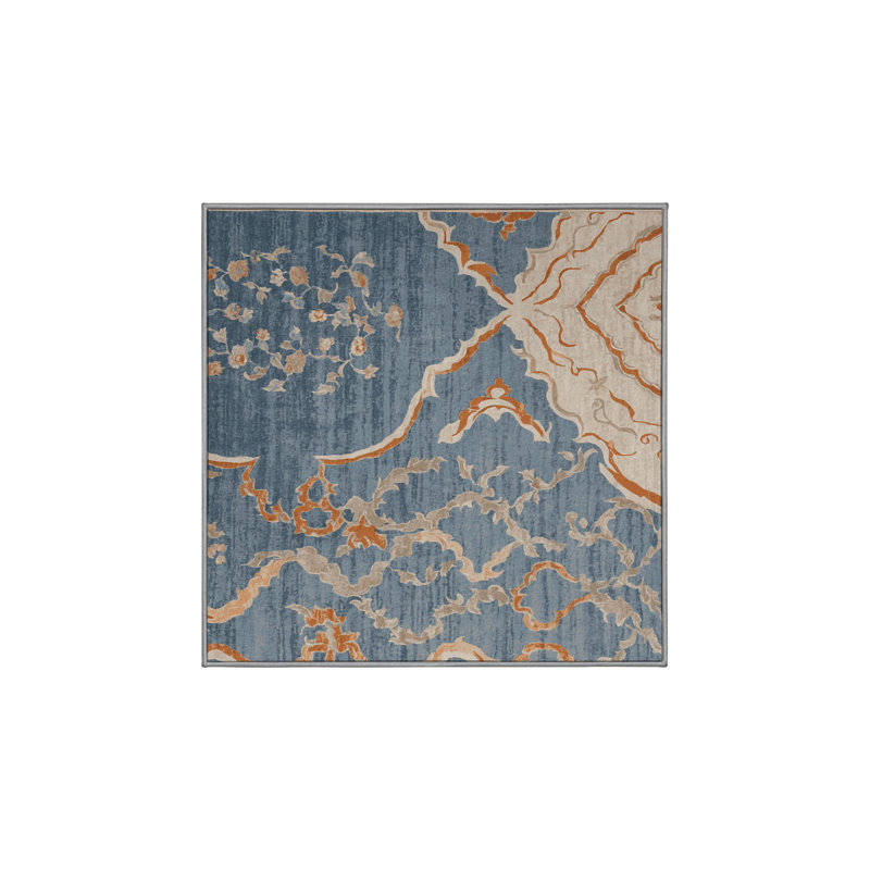 Machine Washable Gray Area Rug, Square 4'