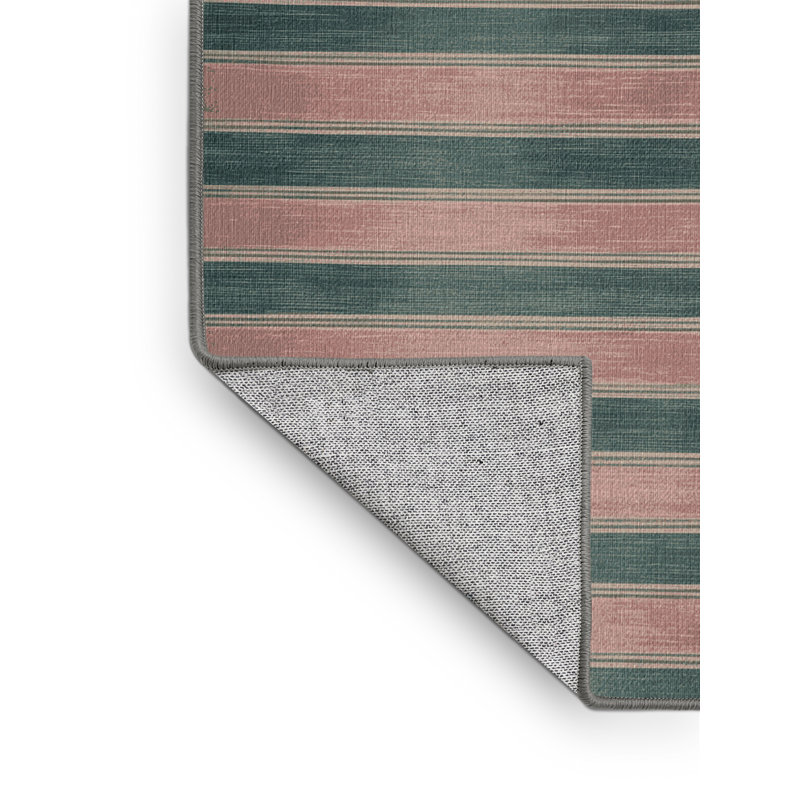 Tapis brun à rayures horizontales lavable à la machine, Carré 8 pi