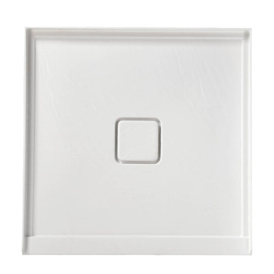 Receveur de douche rectangulaire blanc 91 x 91 cm (36 x 36 po) avec seuil unique et bonde centrale, en acrylique antidérapant, fini résistant aux égratignures, facile à nettoyer