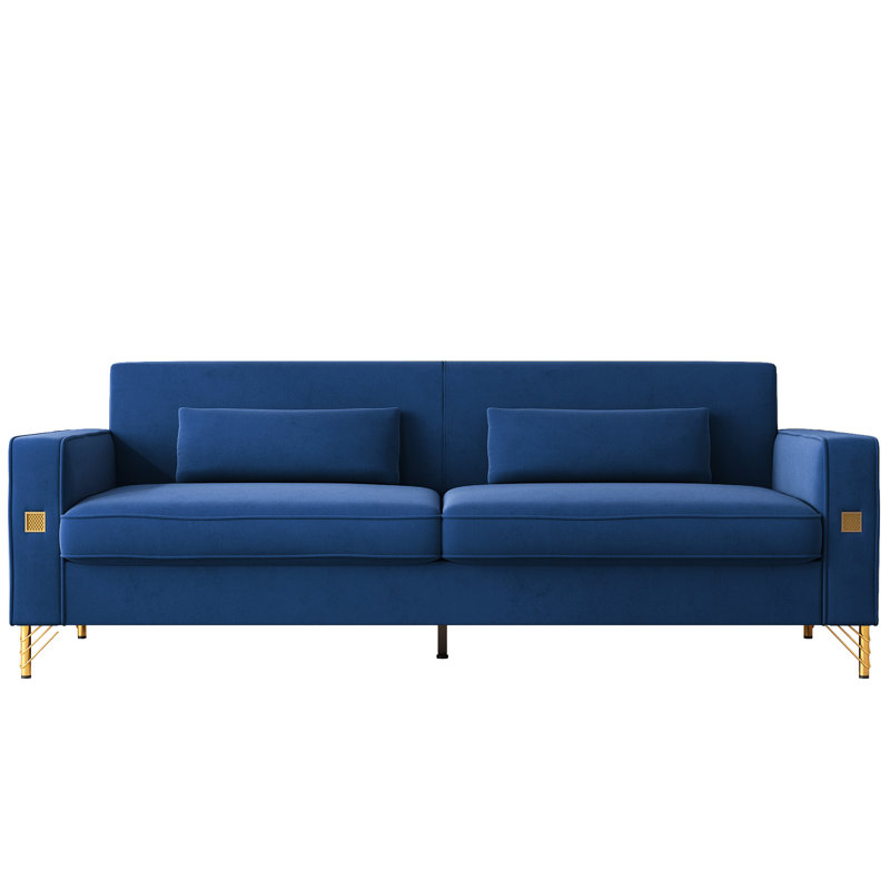 Luxury 3 Velvet Couch With Golden Trim - Cushions For Living Room And Office, Comfort Space Modern Removable Armrest Covers Easy To Keep Clean