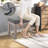 27 Inch Wide Rectangle Ottoman Bench, Grey Linen Look Fabric Footstool with Solid Wood Frame, Upholstered Accent Bench for Living Room, Bedroom, Entryway