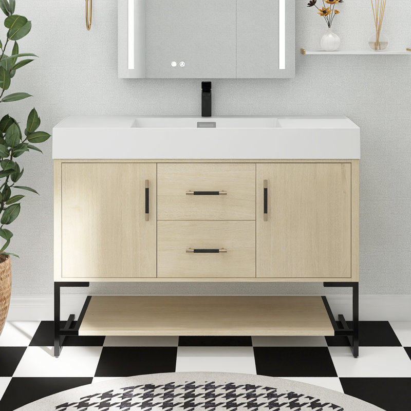 Ensemble de meuble-lavabo simple 48 po avec plateau Loussaint, Blanc