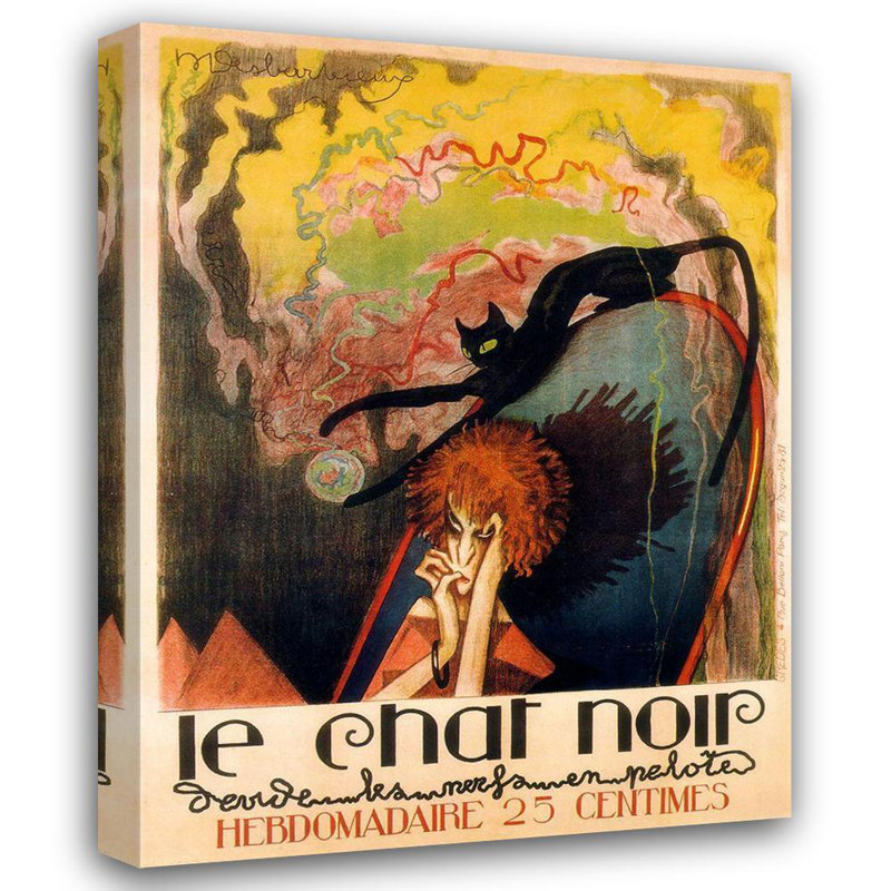 Toile tendue avec châssis Lark Manor ™, collection Apple Vintage, titrée: Le Chat Noir 2, H 18 po x l 15 po