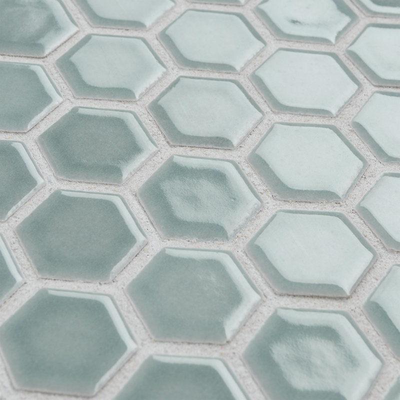 Carreau de mosaïque de plancher et de mur en porcelaine l 10 po 1/4 po x 11-7 / 8 po Tribeca, Brume brillante