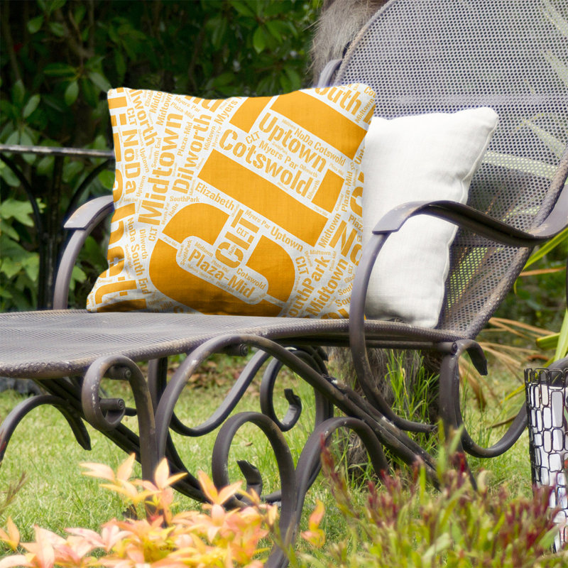 Coussin décoratif intérieur/extérieur charlotte, Non, Orange, H 20 po x l 20 po