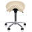 Ergonomic Rolling Saddle Stool, Adjustable Height Task Chair with PU Leather Padded Seat for Medical, Dental, Office, Salon, and Drafting Use, Beige-1008919714