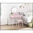 Beautiful Pink Vanity Dresser With Mirror, Stool, And Storage Drawers For Bedroom Elegance And Functionality-2096966260