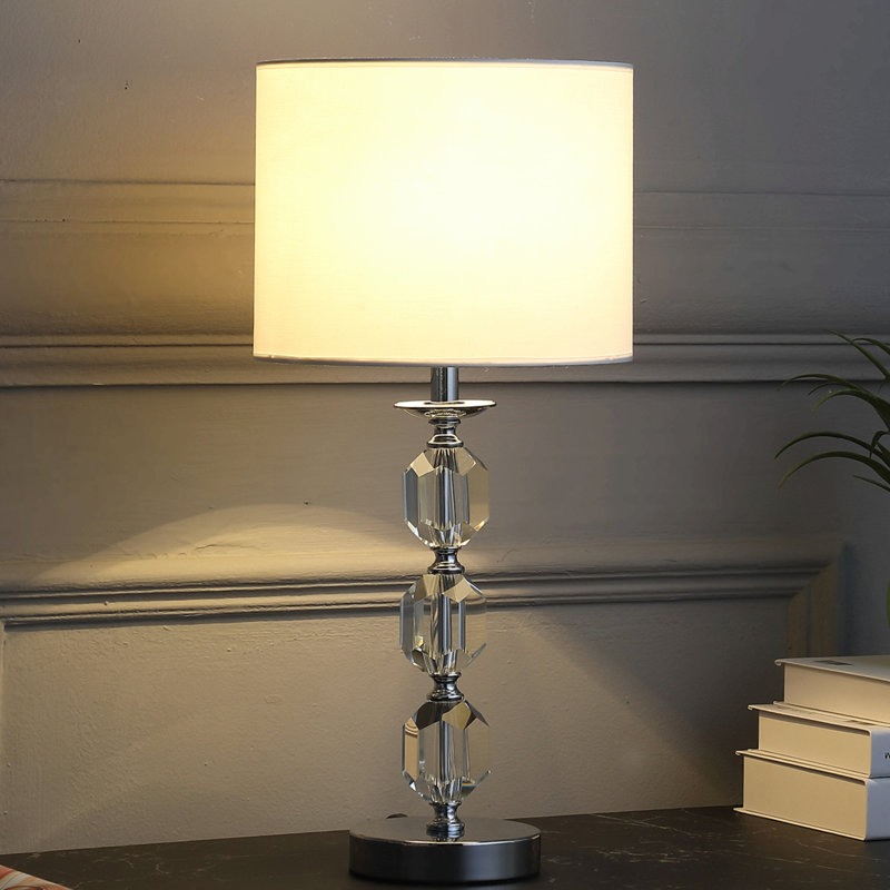 21" In Tilli Hexagonal Prism Crystal Orb Table Lamp