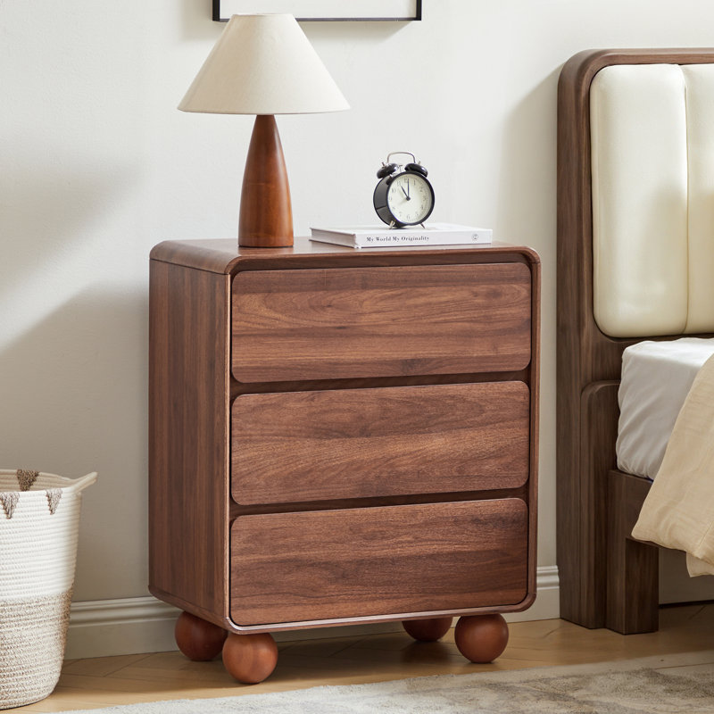 23.6''W 3-Drawer Nightstand, Walnut