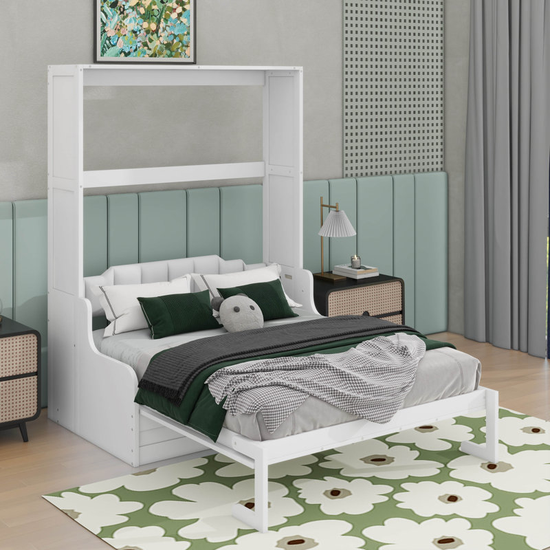 Grand lit escamotable avec coussin, Blanc