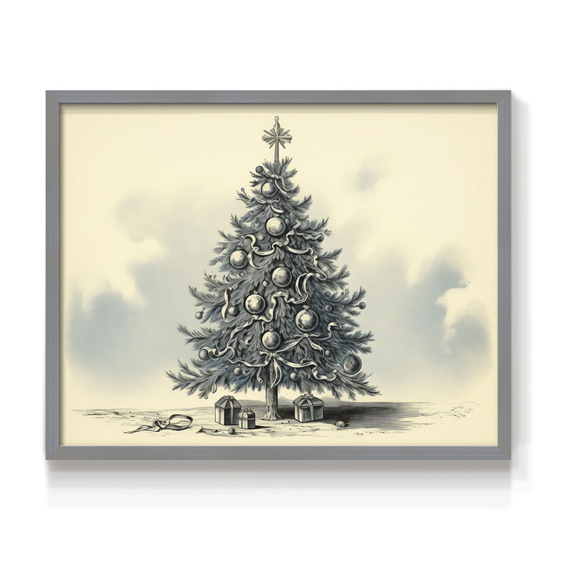 Chirstmas Art-CCLxxxi - Reproduction encadrée - Restickable, H 8 po x l 10 po, Gris