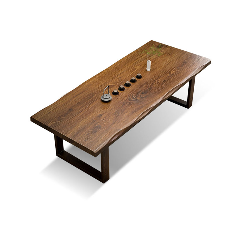 Table de salle à manger rectangulaire en bois massif brun clair, H 29,53 po x L 70,87 po x l 31,5 po