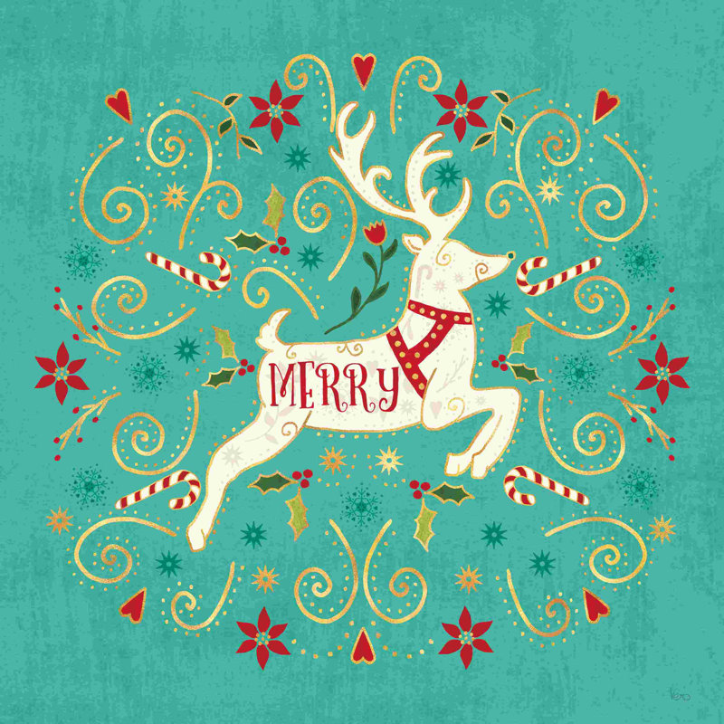 «Otomi Holiday VIII» par Véronique Charron - peinture sur toile tendue, H 12 po x l 12 po, Non, Toile encadrée noire