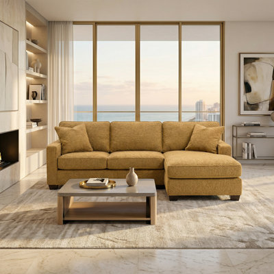 Canapé modulaire Clifford - fabriqué aux États-Unis, livraison en 5 jours, options de tissus sur mesure, mobilier modulaire en forme de L en gros - thé Hepburn Chai - tissu jaune moutarde
