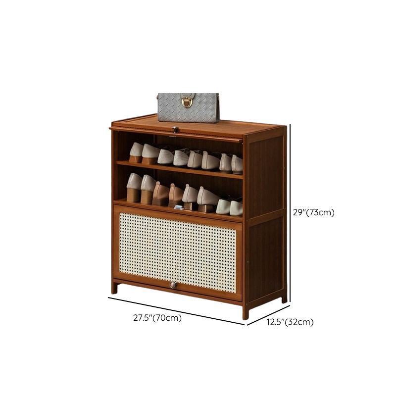 Flip-Door 5-Tier Shoe Cabinet – Large Capacity Shoe Storage Organizer with Breathable Rattan Mesh Doors