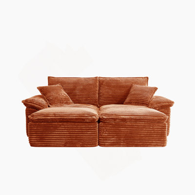 81-Inch Oversized Corduroy Sectional Sofa With Movable Ottoman, Soft Modern Comfort And No Assembly Required For Living Room Or Office.