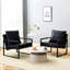 Cadre classique en cuir et métal noir classique - look moderne avec des éléments de conception ergonomiques, dimensions de 27 po x 29,7 po x 29,6 po, surfaces d'assise confortables, travail, applications décoratives polyvalentes