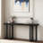 Modern Console Table With Geometric Design And Wood Legs-146855682-162483733