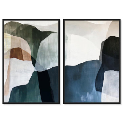 Ensemble de 2 reproductions abstraites numériques sur toile Deliberately Lucky par Art Remedy