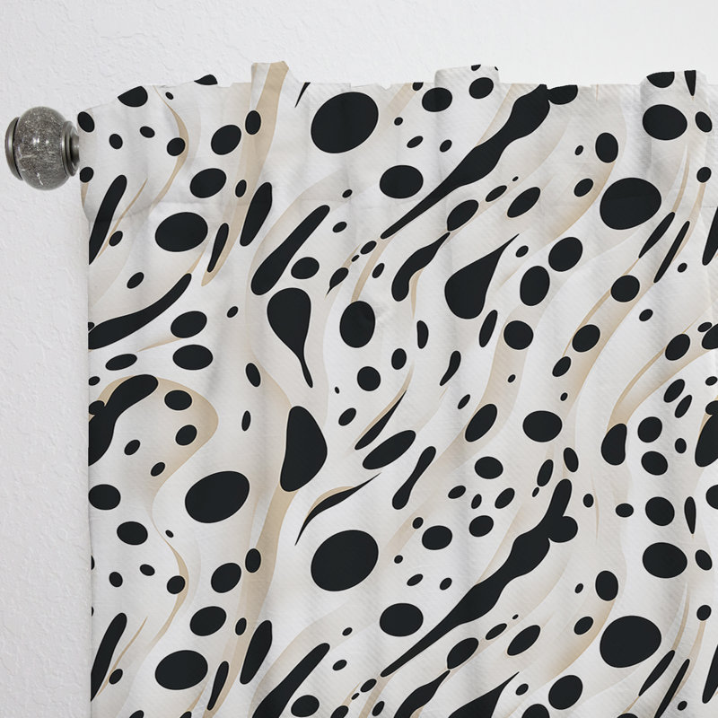 Rideau obscurcissant géométrique blanc et noir Snow Leopard Spots II - 1 panneaux, L 52 po x L 63 po