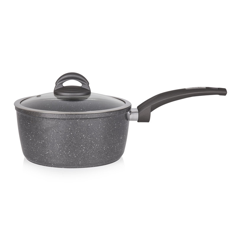 Tower Cerastone Forged Saucepan with Non-Stick Coating and Soft Touch Handle, Graphite, 18 - 22cm, 2.3 L