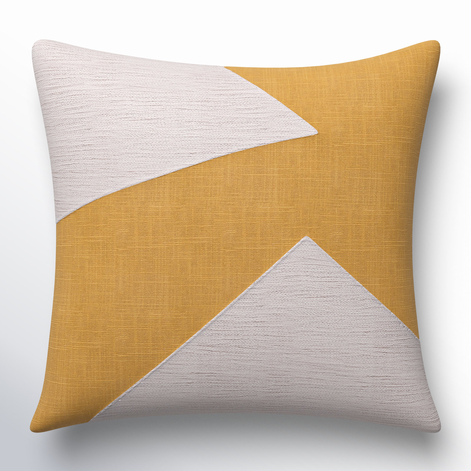 Auburn Geometric Cotton Throw Pillow, Square 20", Yellow/White, Down