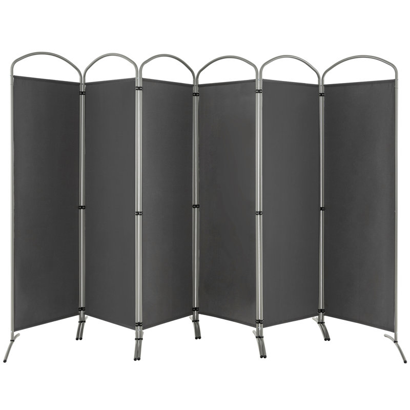 Anayiah 221cm W x 188cm H Folding Room Divider, Black, 6