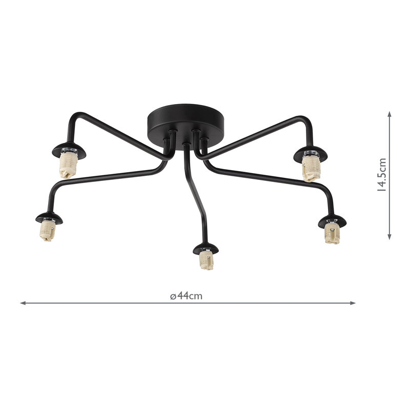 FEYA 5LT SEMI FLUSH FRAME ONLY, Matt Black