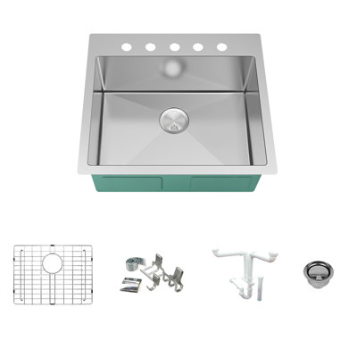 Diamond 25'' L Single Bowl Stainless Steel Kitchen Sink