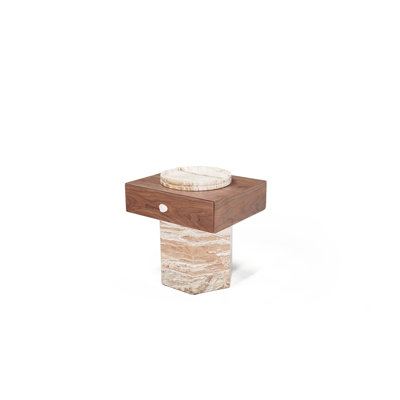 Table de chevet Tiger Stone avec structure en pierre naturelle brossée