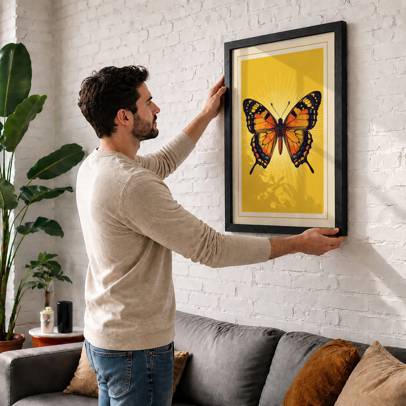 Golden Butterfly Modern - Framed Print, Unframed, A3 - 42.0 x 29.7 cm