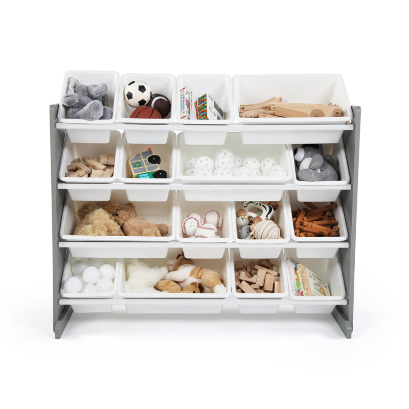 Kid's Toy Organiser, 31" H X 42" W X 15.5" D, Grey/White
